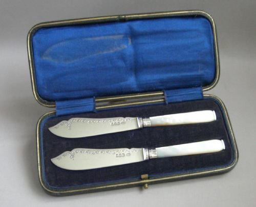 silver mother of pearl butter knives