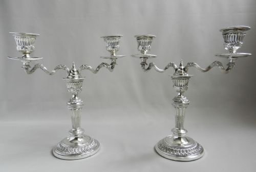 pair antique silver candelabra