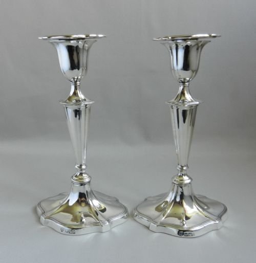 pair antique silver candlesticks