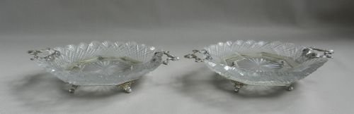 pair antique silver cutglass sweet dishes