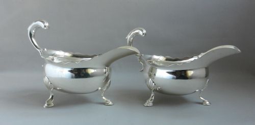 pair antique silver sauce boats