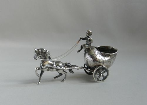 antique silver horse chariot model