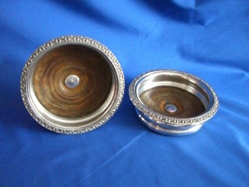 pair antique silverplated wne coasters