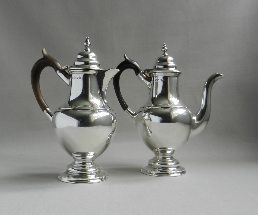 pair antique silver caf au lait pots