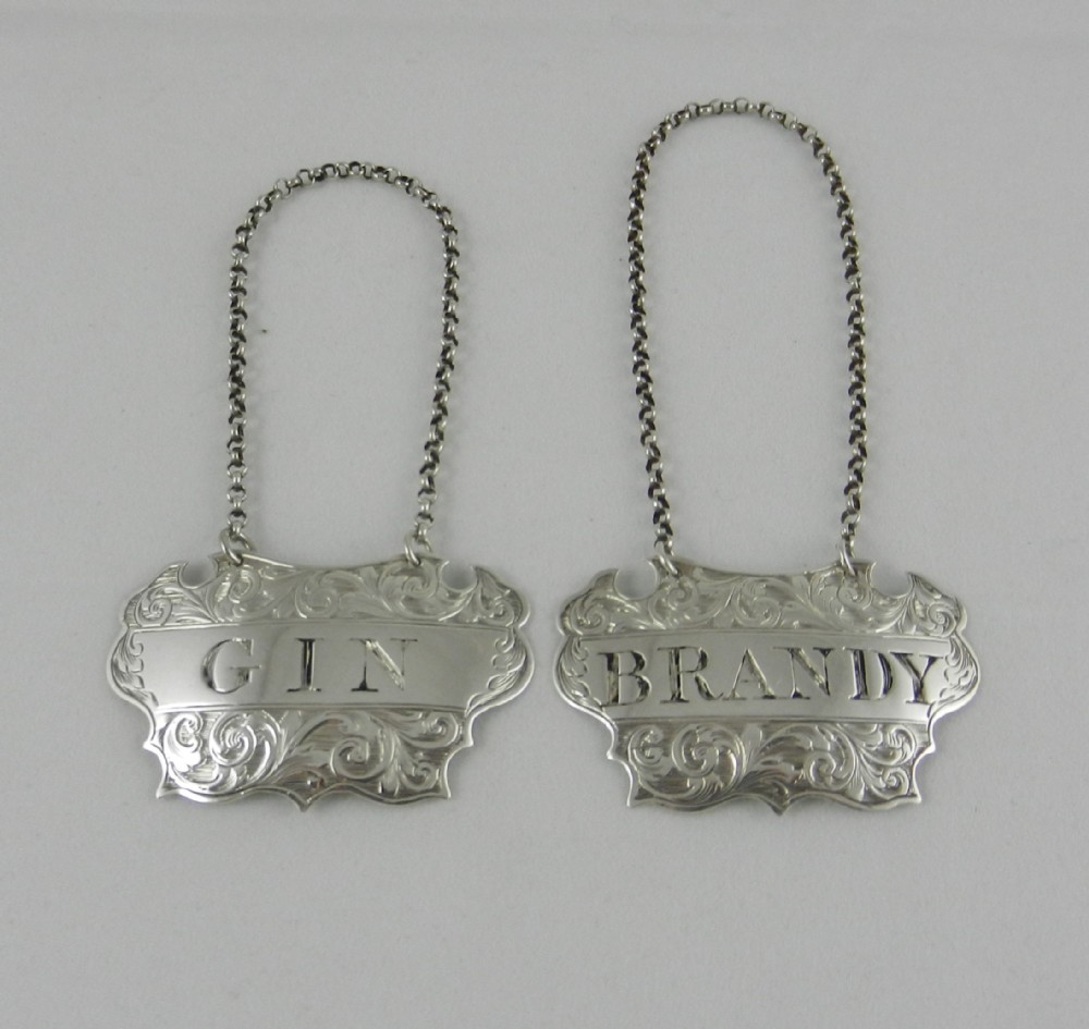 antique silver decanter labels
