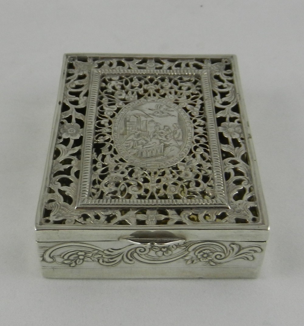 antique silver nativity pot pourri box