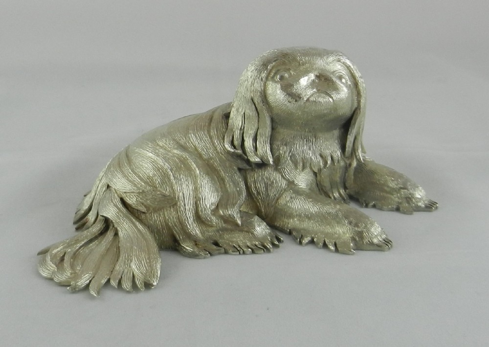 silver pekingese dog