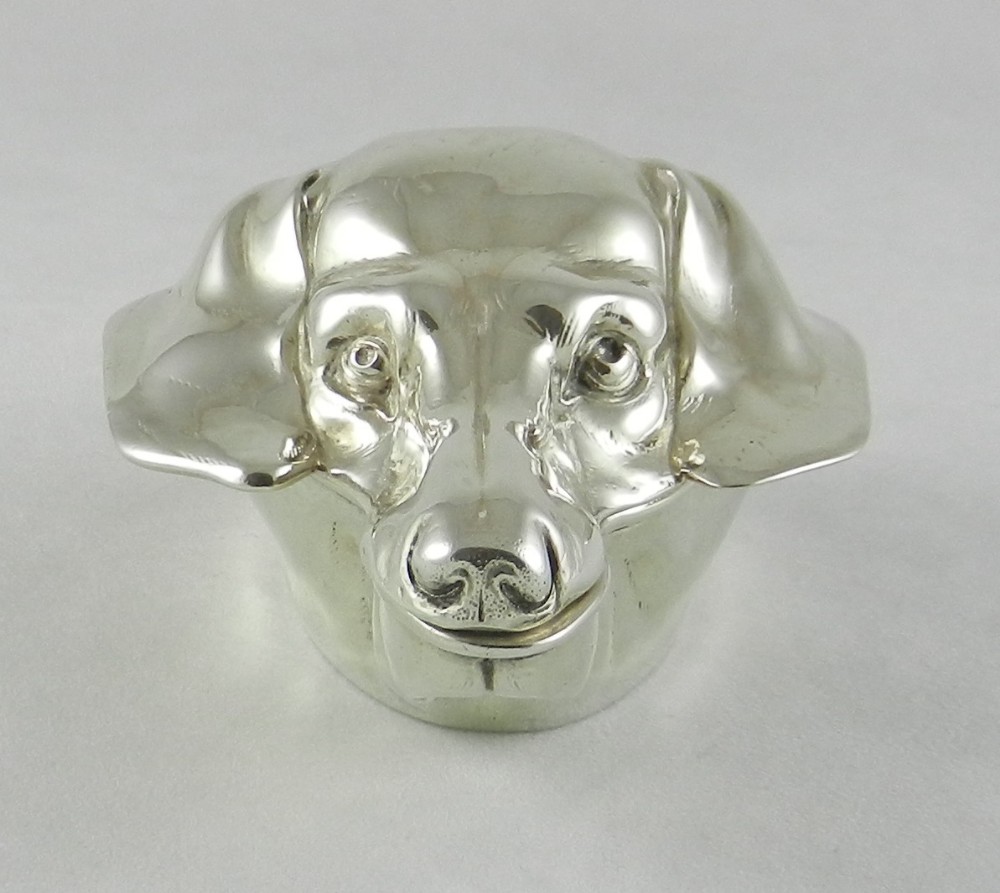 antique silver dachshund box