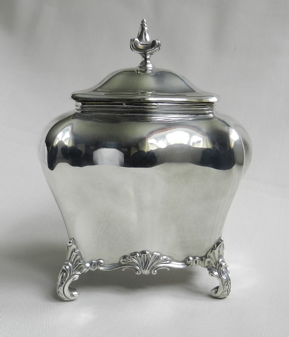 antique silver tea caddy box