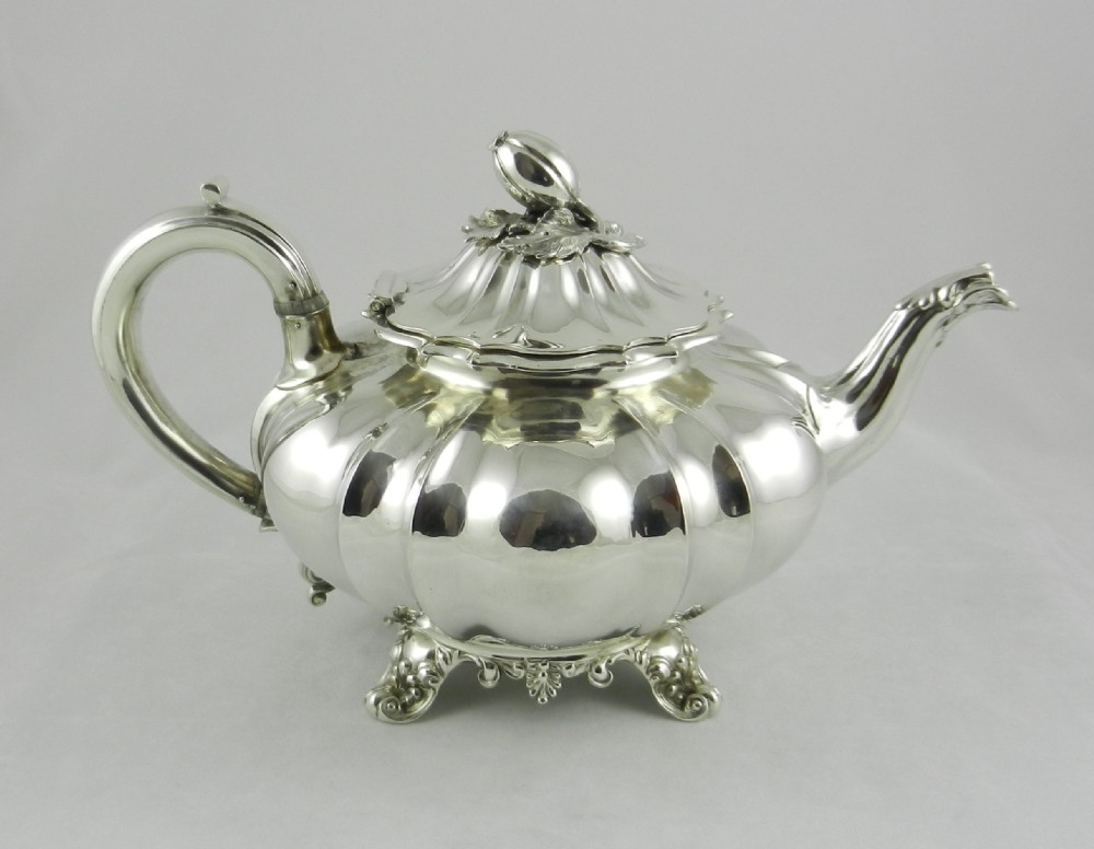 antique silver melon tea pot