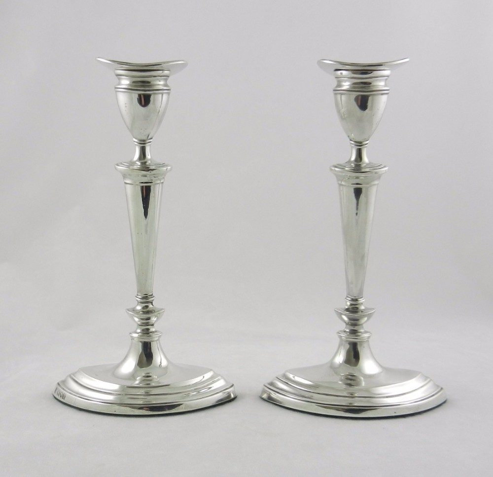 pair antique silver candlesticks