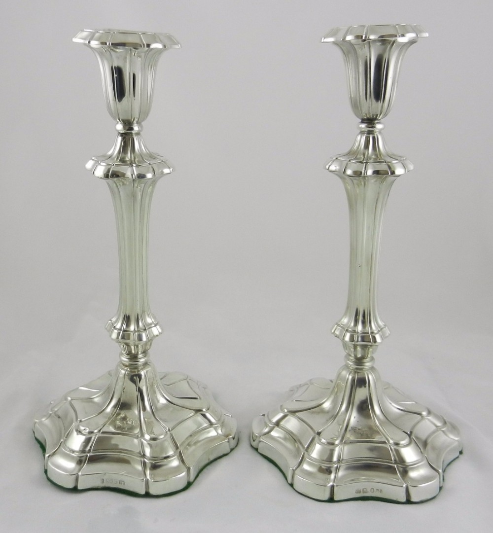 pair william iv silver candlesticks