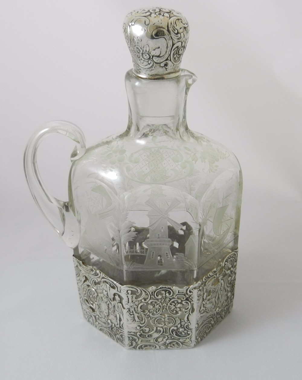 antique silvermounted wine jug