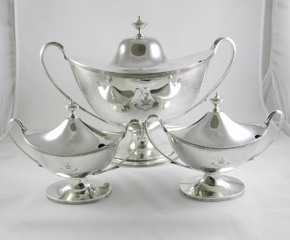 antique silverplated tureen suite