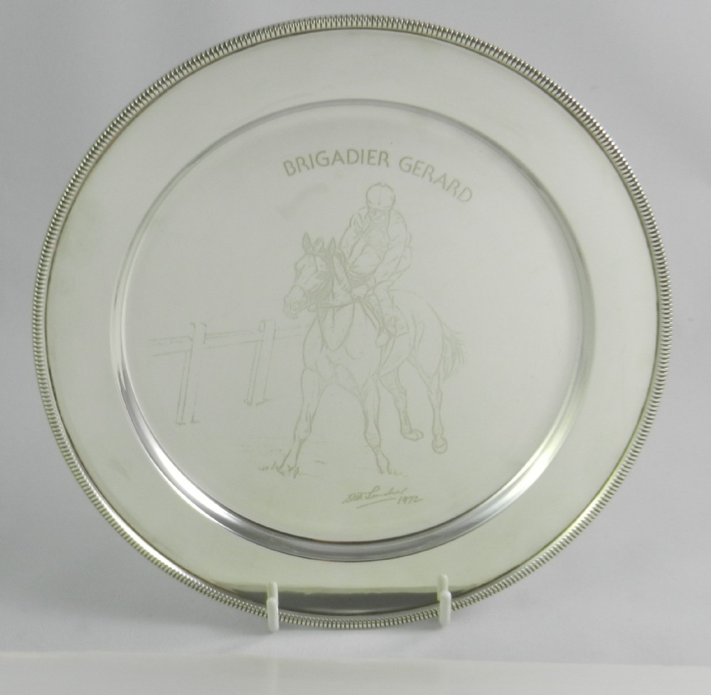 silver racehorse plate