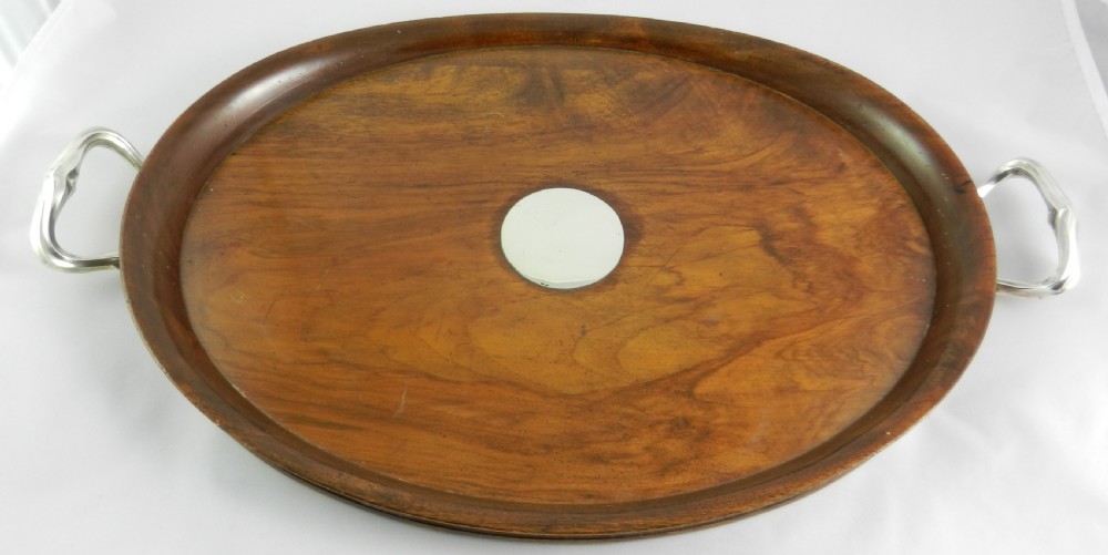 antique walnut silver handled tray