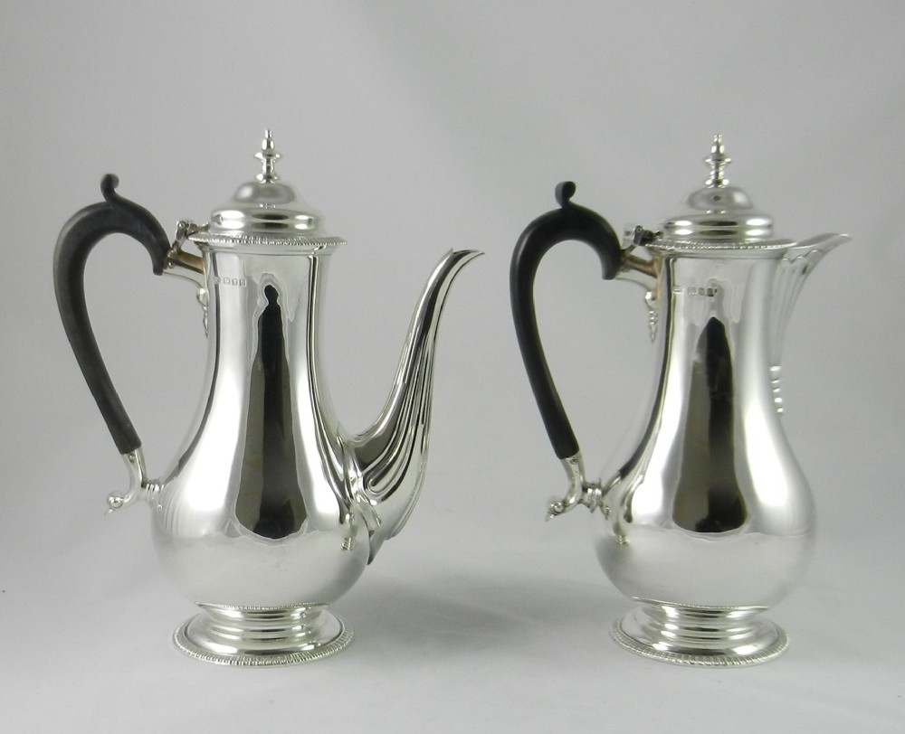 pair silver cafe au lait pots