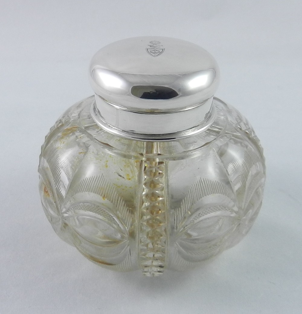 antique russian silvermounted perfume bottle