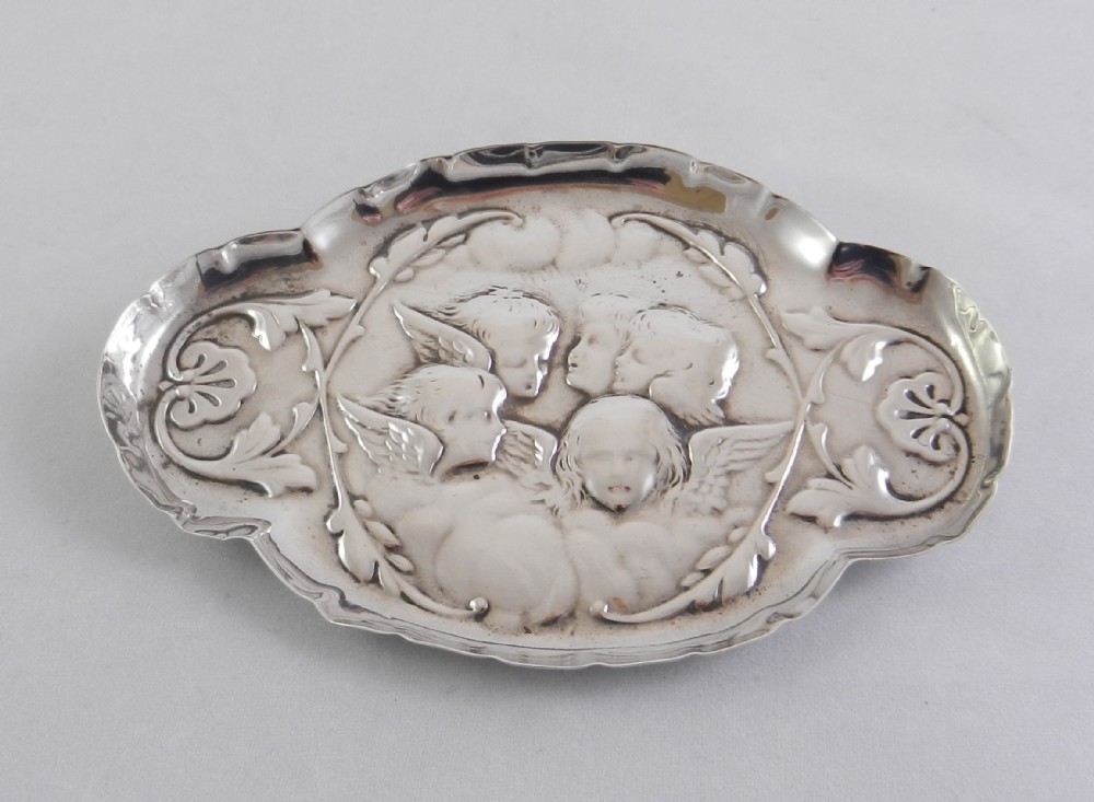 antique silver angels pin tray