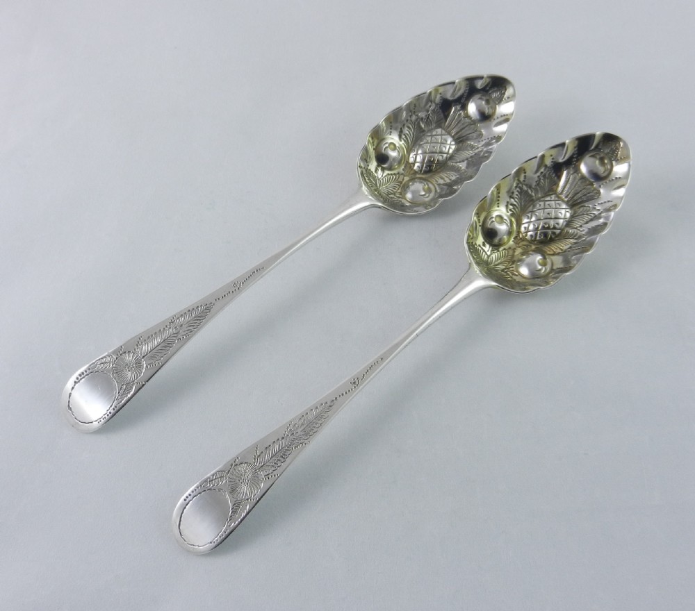 pair silver bateman berry spoons