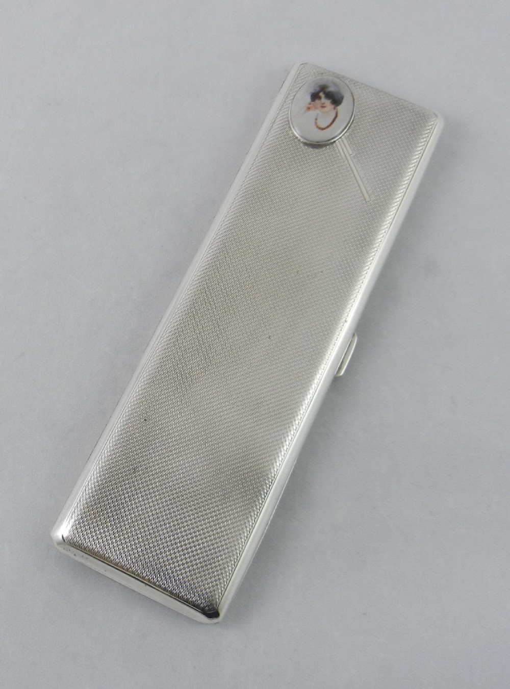 silver enamel cocktail cigarette case
