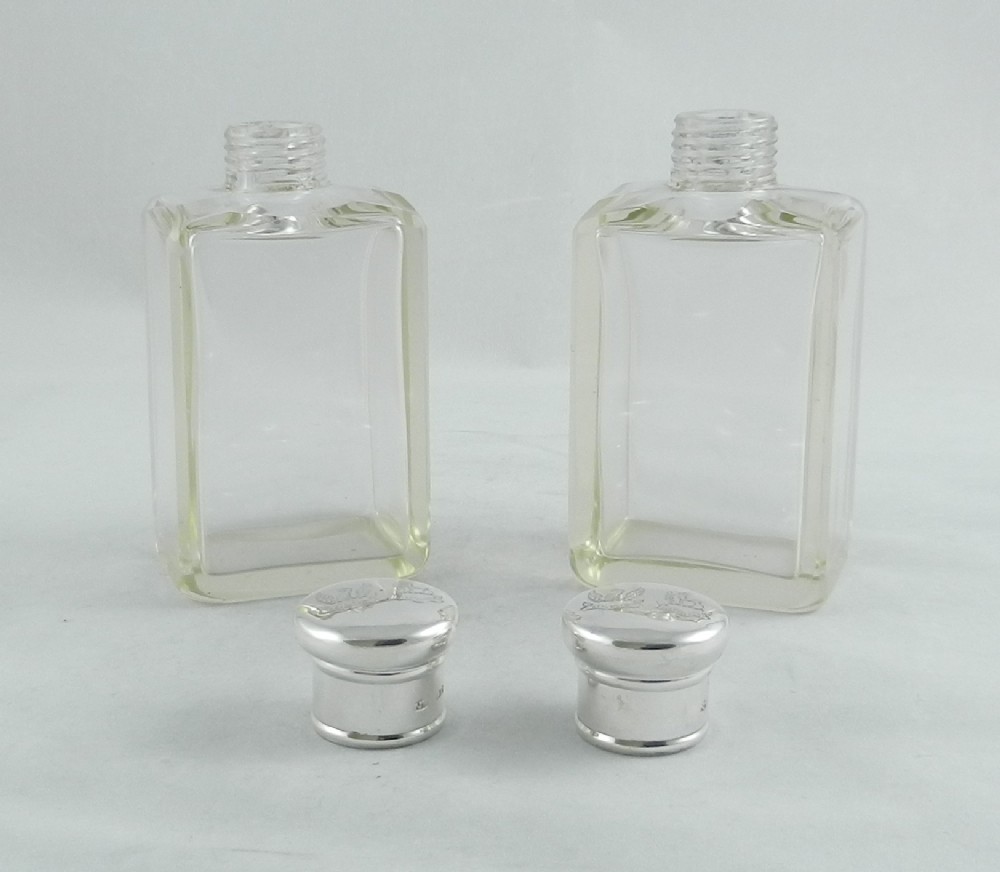 pair antique silver mounted perfume bottles