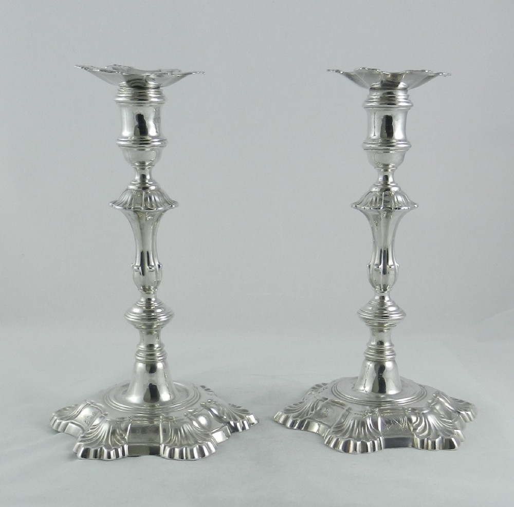 geoii cast silver candlesticks