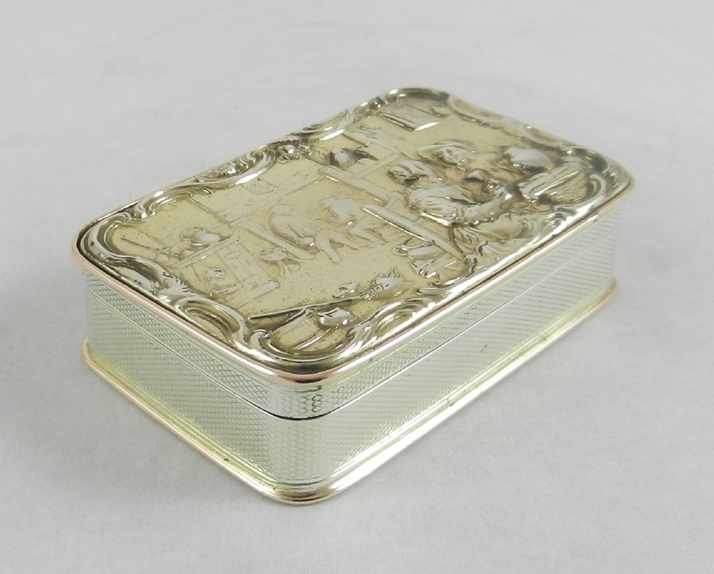 antique silver gilt snuff box