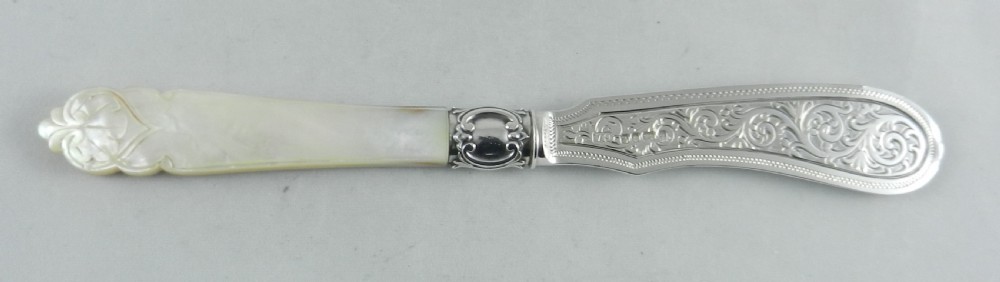 antique silver mop butter knife