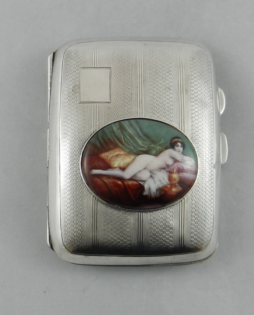 silver enamel cigarette case