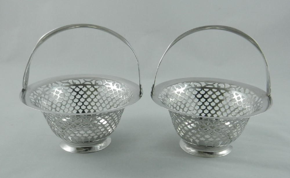 pair antique silver sweet baskets