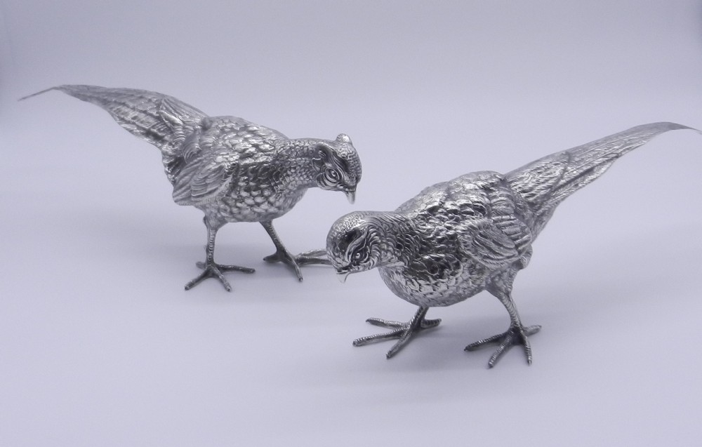 pair silver pheasants