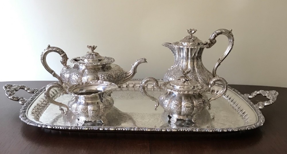 wonderful silver tea set tray
