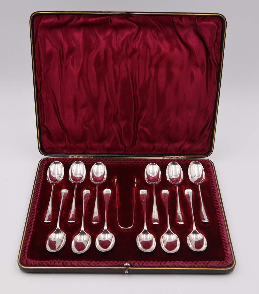 antique silver tea spoons tongs
