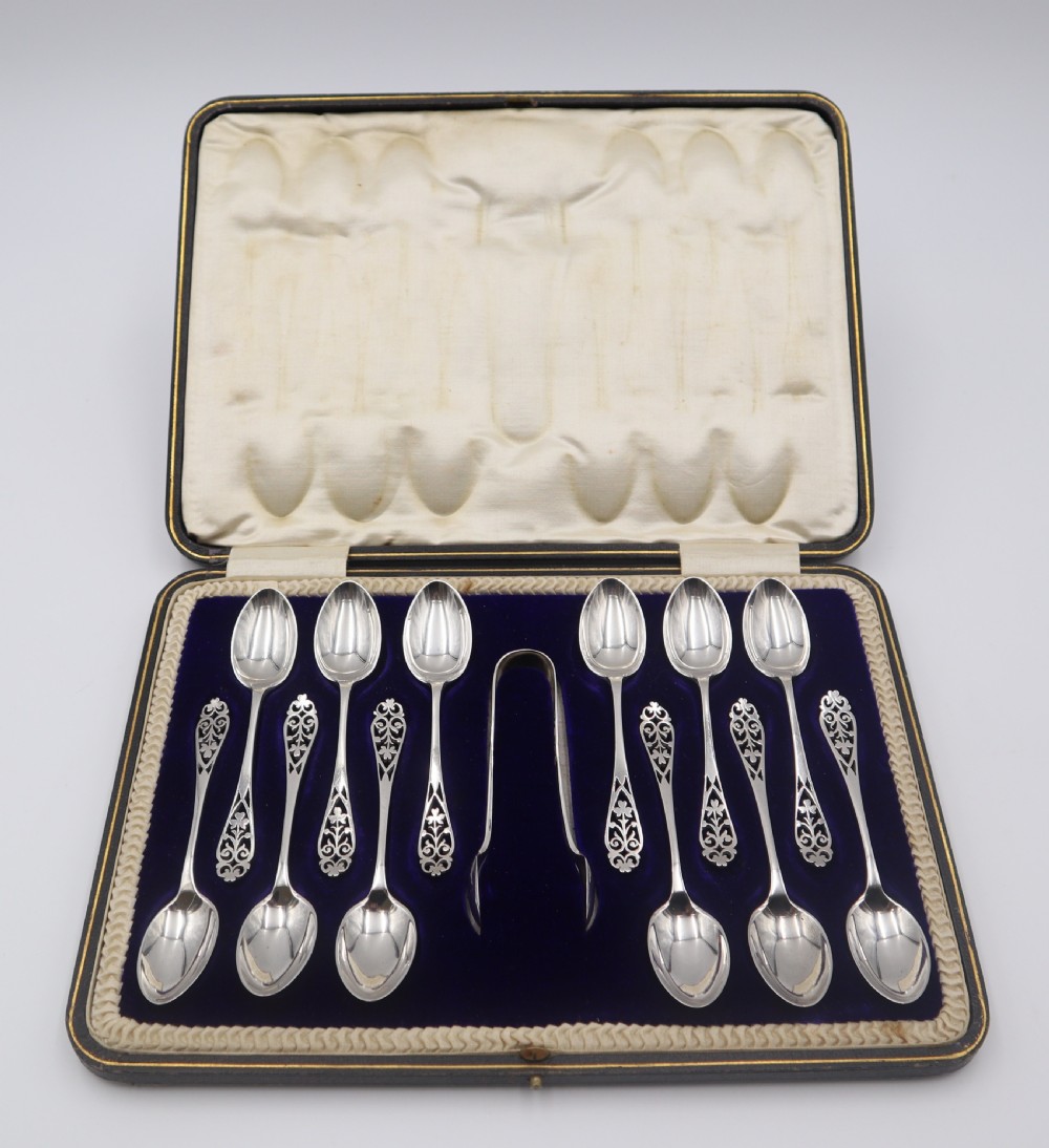 antique silver spoons sugar tongs
