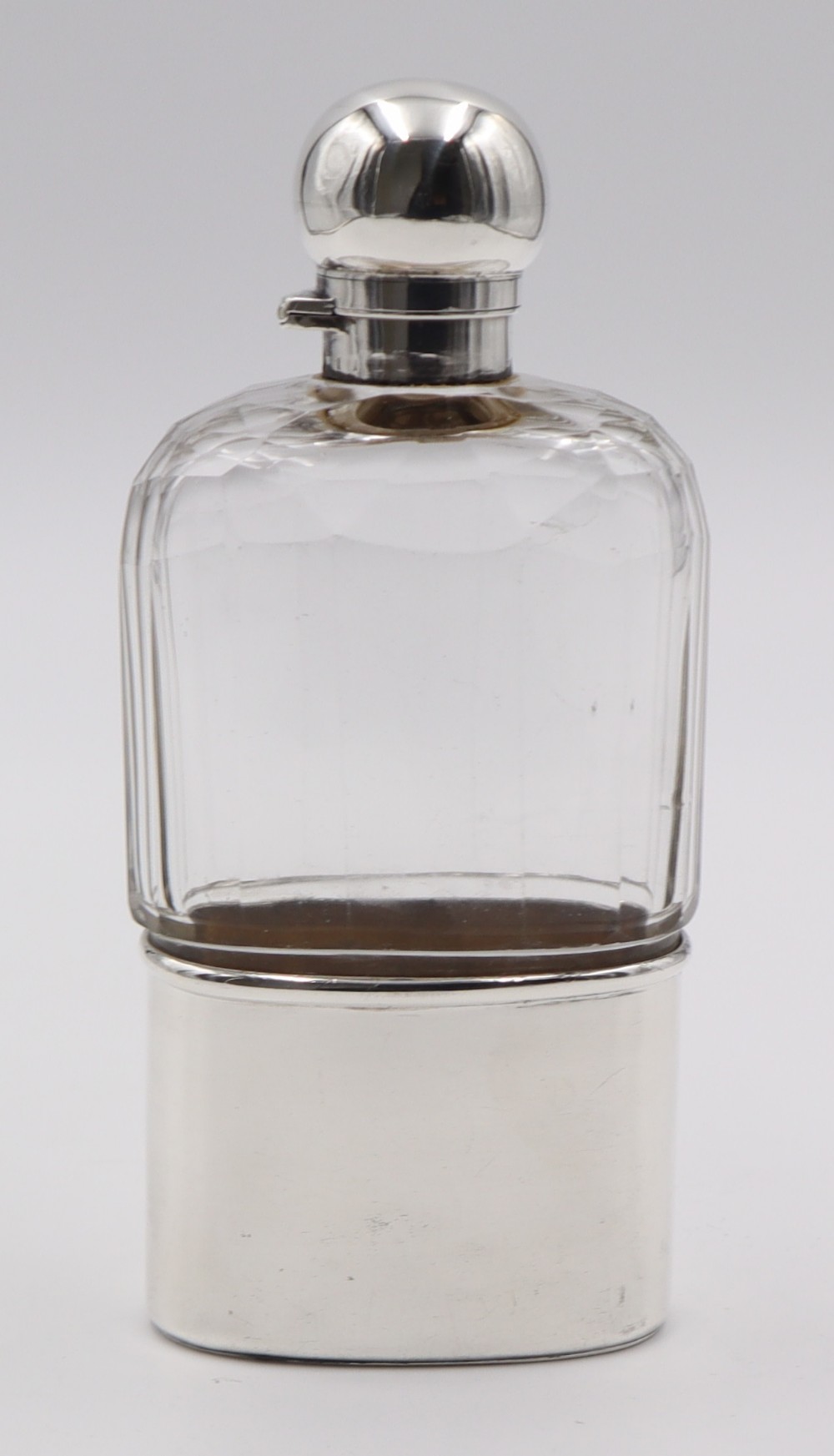 antique silver glass spirit flask