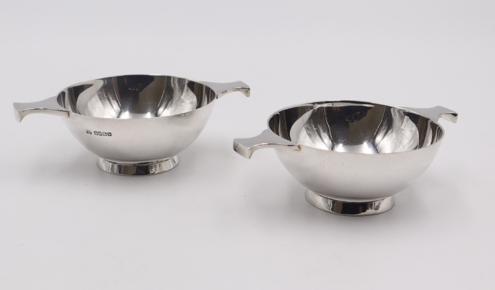 pair of scottish silver quaiches