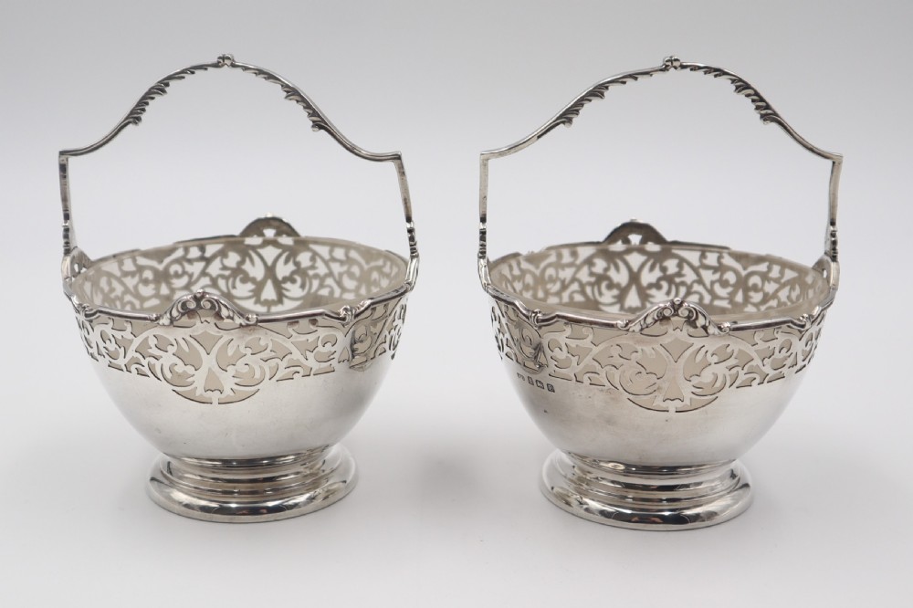 pair of silver sweet baskets