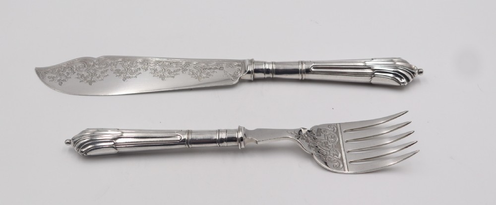 antique silverplated fish servers