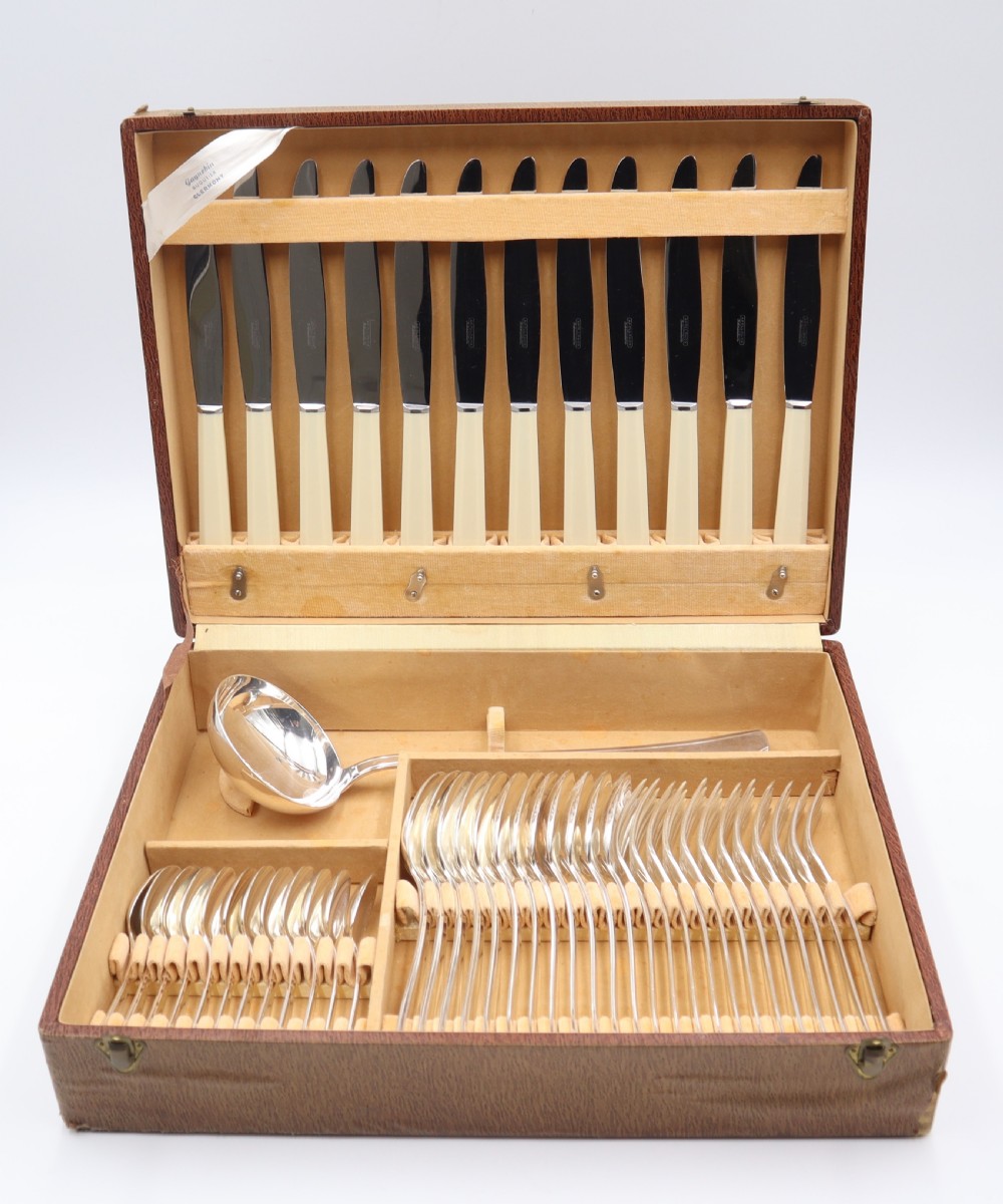 art deco silverplated cutlery service