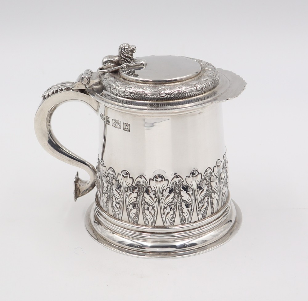 silver lidded tankard